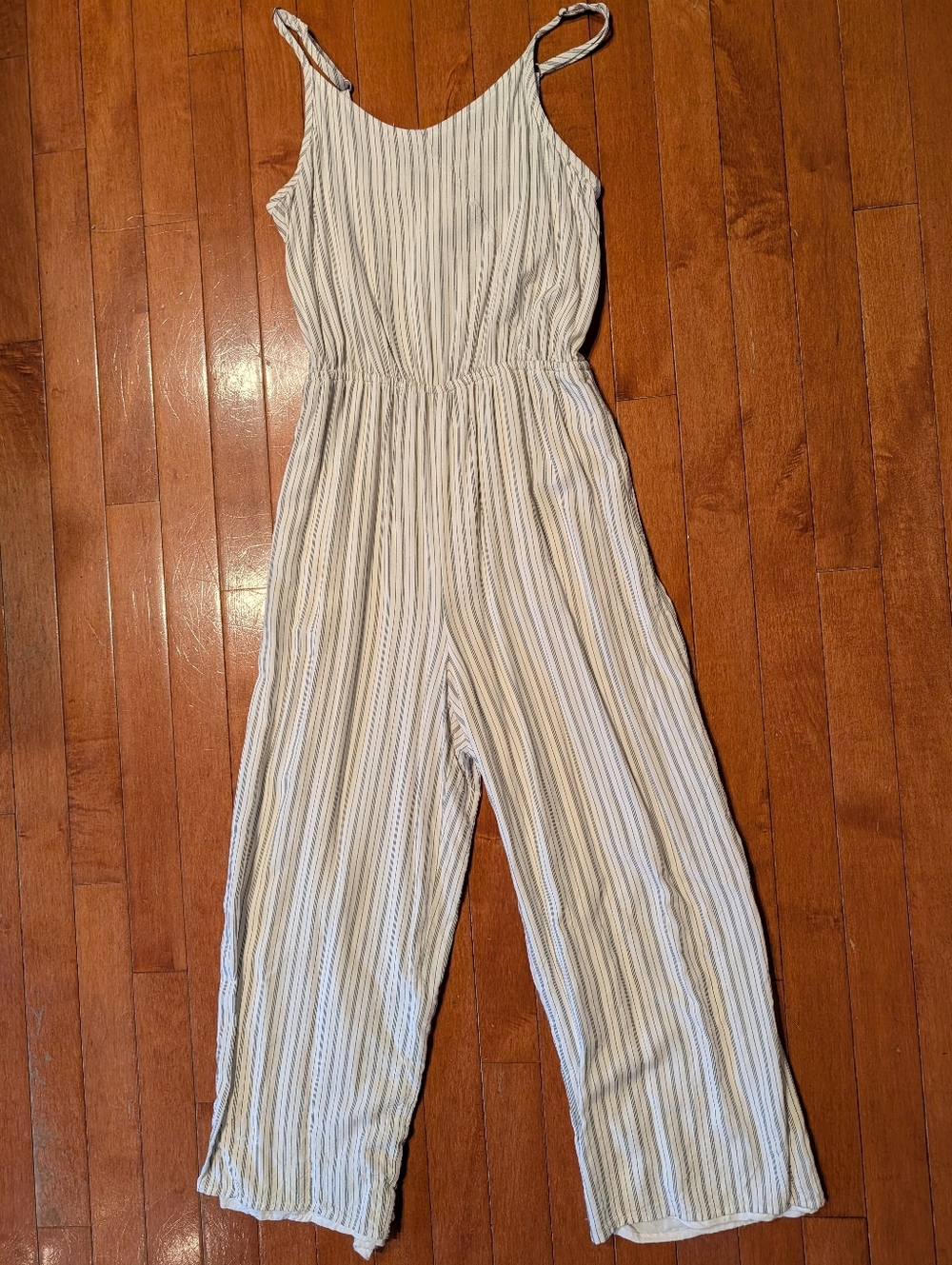 Abercrombie Kids Girls Cream & Black Striped Sleeveless Jumpsuit Jumper Sz 15 16